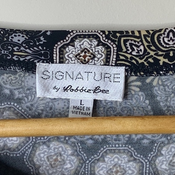 Signature Robbie Lee | Navy Elbow Sleeve Pocket Round Neck Graphic Print Dress L - Picture 5 of 17